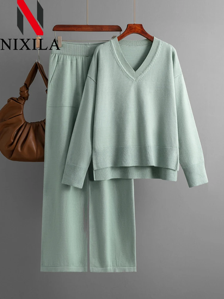 Женский Осенне-зимний Комплект Свитеров Повседневный Теплый Пуловер Топ С