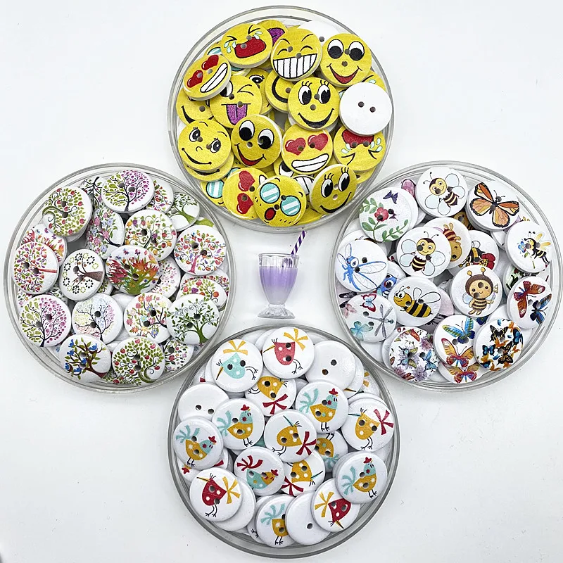 Новинка 20 мм разнообразные круглые пуговицы со смайликом для свадебного декора
