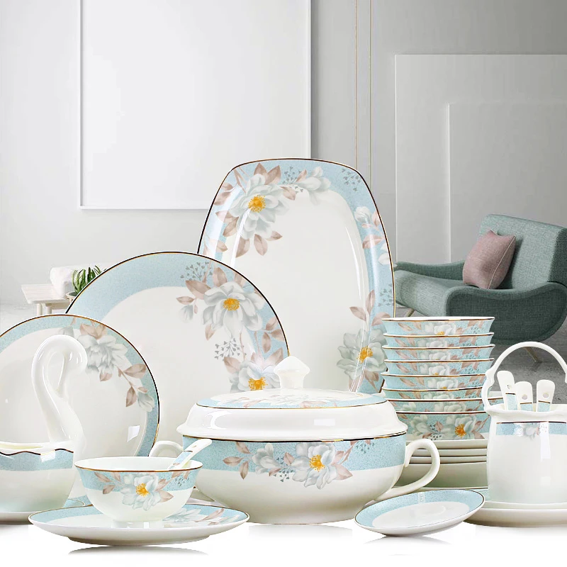 

Direct Selling Bowl And Dish Set Household European Jingdezhen Porcelain Minimalist Bowls And Light Luxury Combination Bone