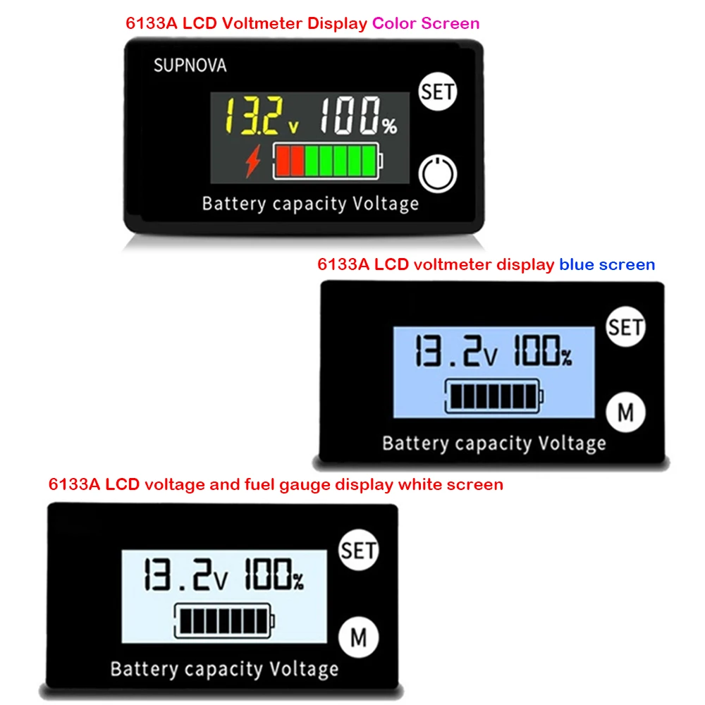 

6133A LCD digital voltmeter two-wire 8-100V digital voltmeter lithium battery capacity detection module LED digital voltmeter