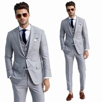 2022 blazer sets light grey wedding suits tuxedos blazers for men gray terno masculino fashion male suit slim fit mens suits