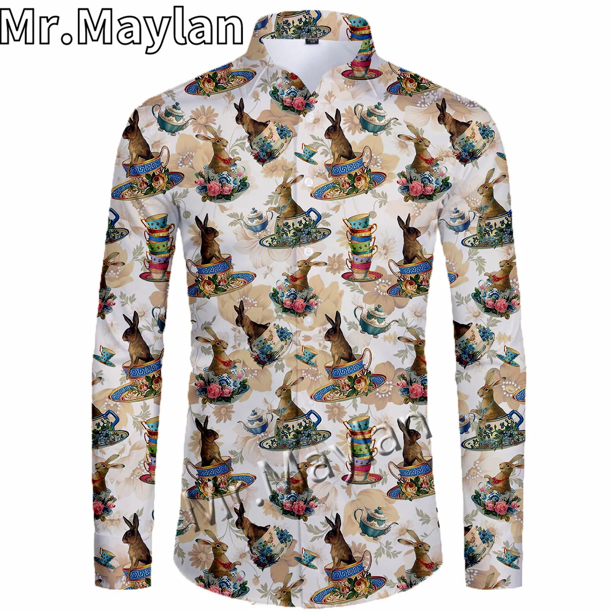 

Rabbit Pattern 3D Spring Autumn Beach Hawaiian Shirt Holiday Party Streetwear Long Sleeve Shirts Oversized 5XL Chemise Homme