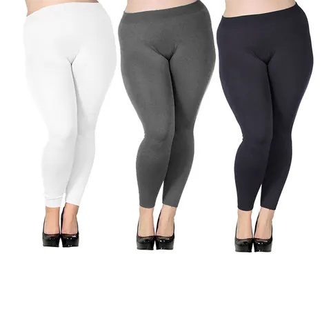 High Waist Women's Plus Size Modal Seamless Leggings Full Length Stretchy Basic Ankle Leggings Solid Color Long Legging Pants