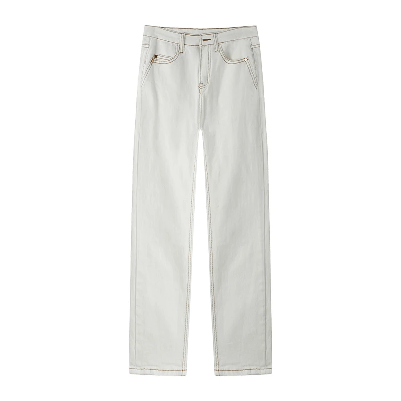 

Women Casual White Baggy Straight Jean Female Spring High Waist Streetwear Fashion Vintage Wide Leg Denim Pant Lady Long Trouser