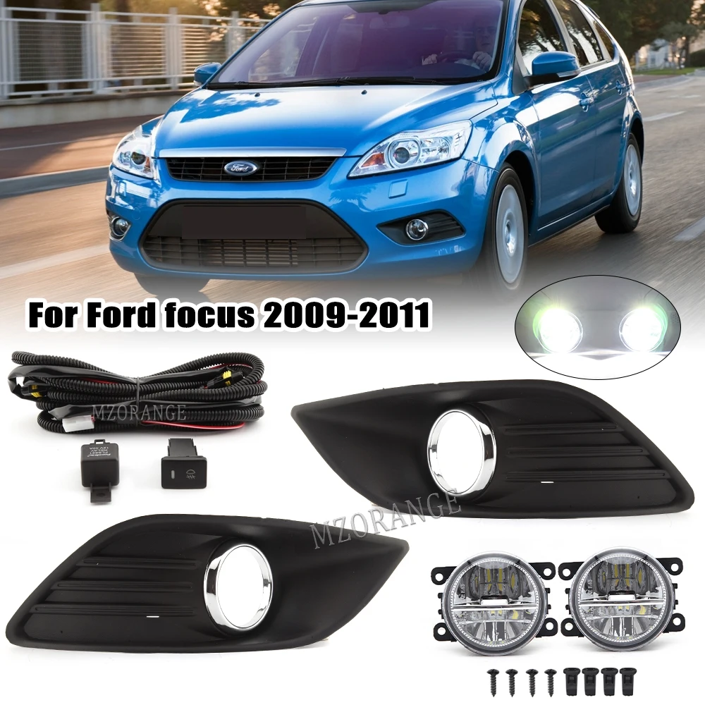 

Fog Lights LED Fog Light for Ford Focus 2 MK2 2009 2010 2011 Headlight Fog Lamp Cover Grille Bezel Harness Switch Kit