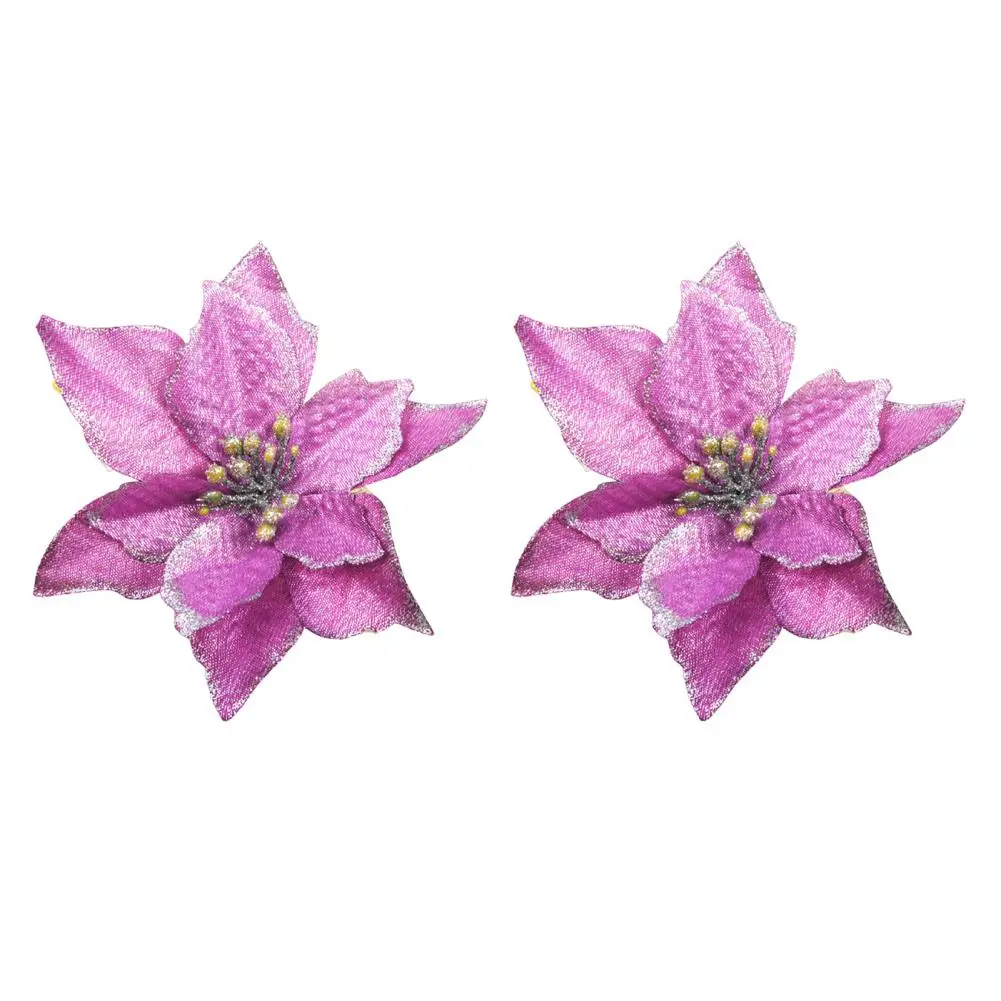 

2Pcs Faux Flower Attractive Artificial Flower Handcraft Vivid Decorate Christmas Flower