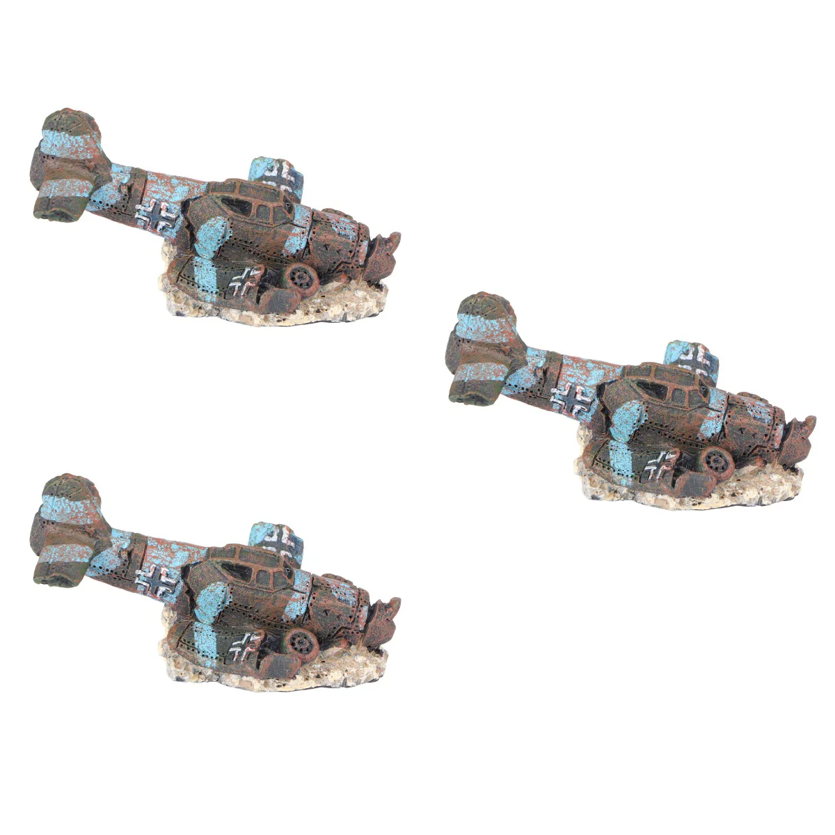 

Aquarium Decorations Tank Ornament Shipwreck Sunken Decor Cave Plane Decoration Accessories Ship Funny Resin Reptile Pet House