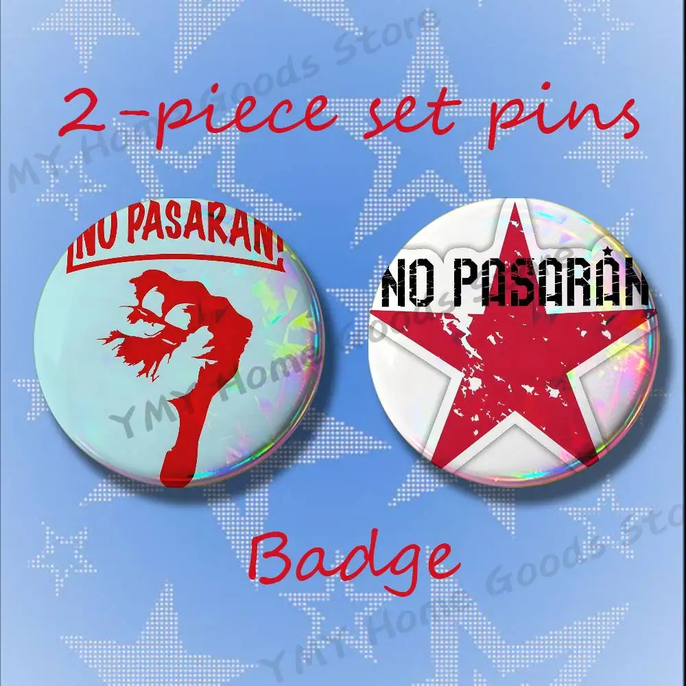 Броши NO PASARAN для аксессуаров к рюкзакам, 25, 32, 44, 58, 75 мм, круглые, набор из 2 штук, свободный выбор (art.: 3920dbaf314fb) - 3920dbaf314fb