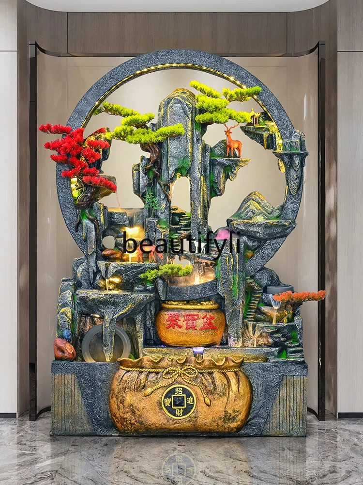 Большой рокарий аквариум текущая вода орнамент циркулирующая занавеска стена