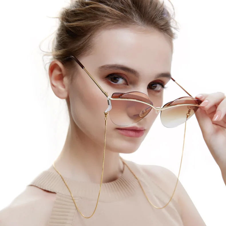 

Цепочка для очков для чтения женская, модный металлический шнур для солнцезащитных очков, золотистого, черного, серебристого цветов, металл...