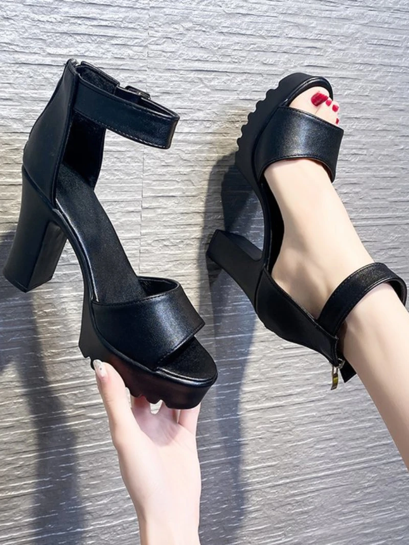 White Summer Sandal Shoes for Women 2021 New Arrival Sexy Peep Toe Thick Heels Sandals Platform Casual Russian Shoes Women