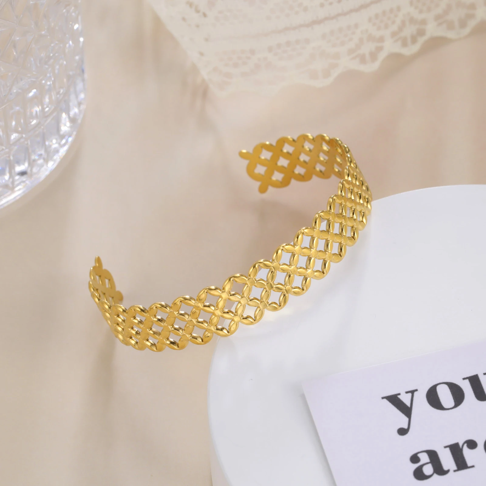 Skyrim Богемный Женский Браслет-манжета с вырезами из нержавеющей стали золотого