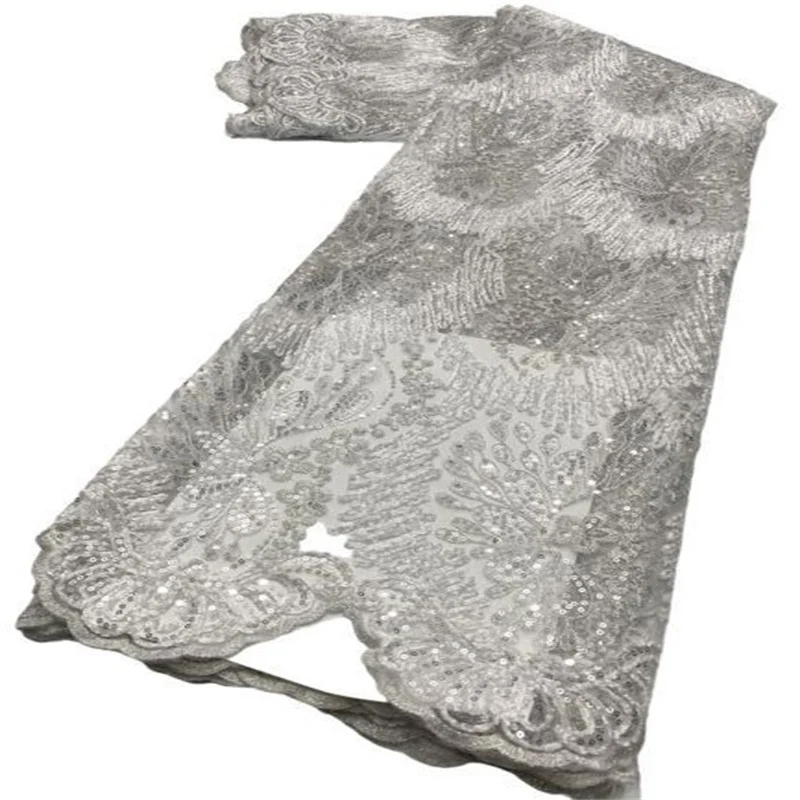 

Белая африканская кружевная ткань с объемными цветами и блестками, фиолетовая сетчатая кружевная одежда для шитья, традиционная одежда, ве...