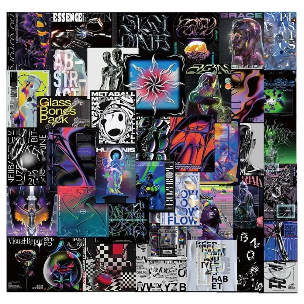 

40Pcs Ins Style Diy Cool Suitcase Psychedelic Hand Account Sticker Laptop Guitar Waterproof Graffiti Children's Toys