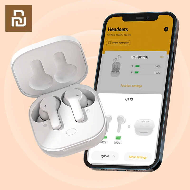 

Youpin QCY T13 Bluetooth Wireless Headphone TWS HIFI Earphone 4 Microphones HD Call Headset Smart Touch Control Customizing APP
