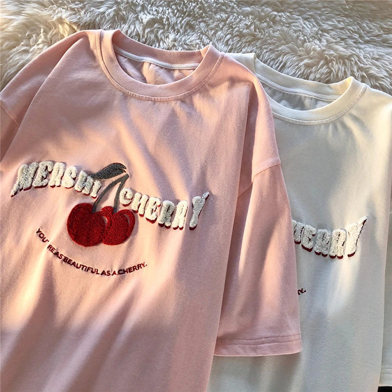 Футболка женская с круглым вырезом милая рубашка в Корейском стиле Харадзюку