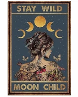 stay wild moon child retro metal tin sign vintage aluminum sign for home coffee wall decor 8x12 inch wall decor