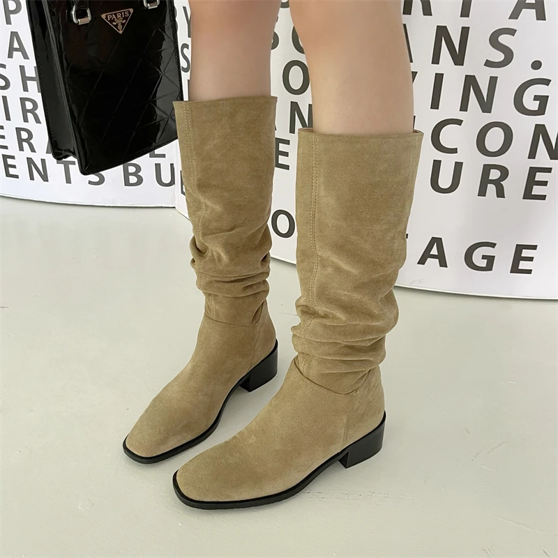 

Long Boots Female Shoes Chunky Heels Knee High Boots Classic Vintage Boots Women Autumn Shoes Botine Femme 2022