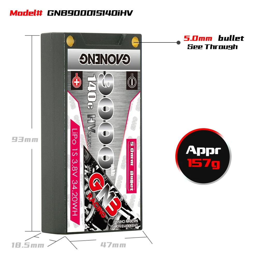 Gaoneng GNB 1S HV 3.8V 9000mAh 140C XT90 Hardcase Lipo battery Gaoneng GNB 1S HV 3.8V 9000mAh 140C XT90 Hardcase Lipo battery