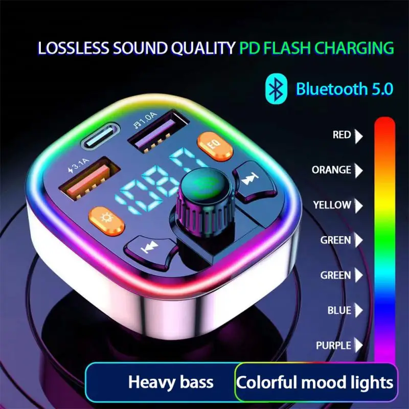 

Q5 Wireless Fm Transmitter Handsfree Dual Usb Charger Car Bluetooth Mp3 Audio Player Car Accessories Multifunctional