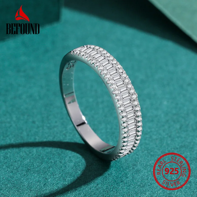 

Fashion Round Rectangle CZ Pave Ring Real 925 Sterling Silver Rings for Women Gold Plated Luxury Wedding Accessories Jewelry
