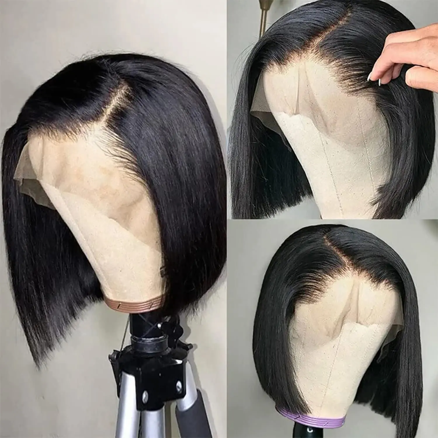 

Human Hair Lace Frontal Wig 13x4 Transparent Lace Wig Bob Pre Plucked Bleached Knots Arabella Remy Straight Human Hair Lace Wig