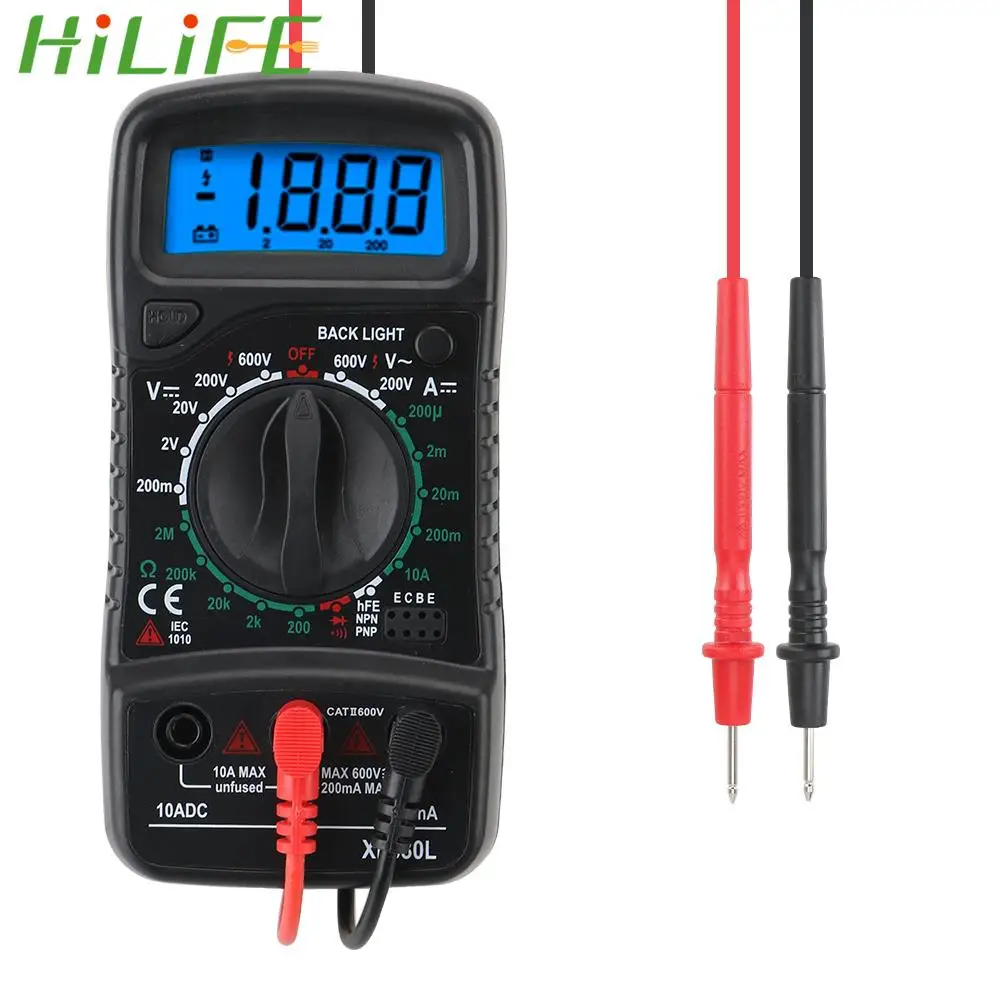 

HILIFE XL830L Handheld Digital Multimeter AC/DC Ammeter Voltmeter Ohm Voltage Tester Meter Ohmmeter Volt Tester LCD Multimeter