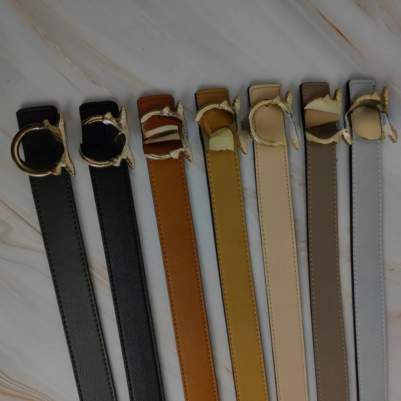 

New Style Ladies Genuine Leather Cowhide Belt Dress Jeans 2.4 Wide Swallow Head Alloy Buckle Luxury Belt Designers Women Belt