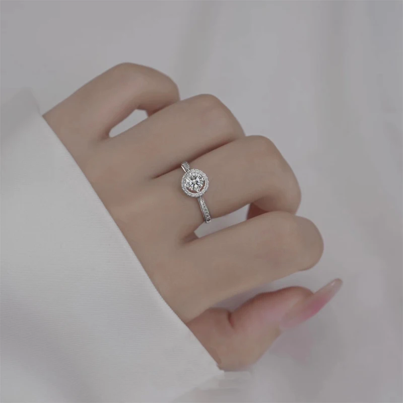 

Temperamental Zircon Open Ring 999 Sterling Silver Cuff Ring 2022 Women Gifts Jewelry Luxury Accessories Korean Fashion Jewelry