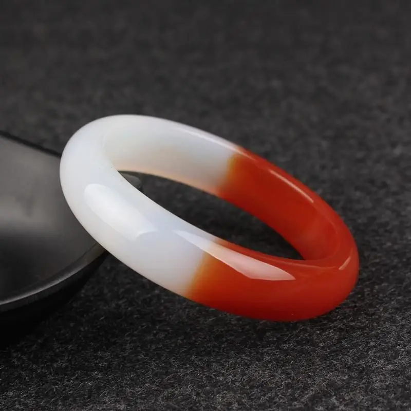 

MaiChuang/Jade Ice Red White Agate Bangles Thin Strips Bracelet Personality CharmJewelry Exquisite Workmanship women Couple Gift