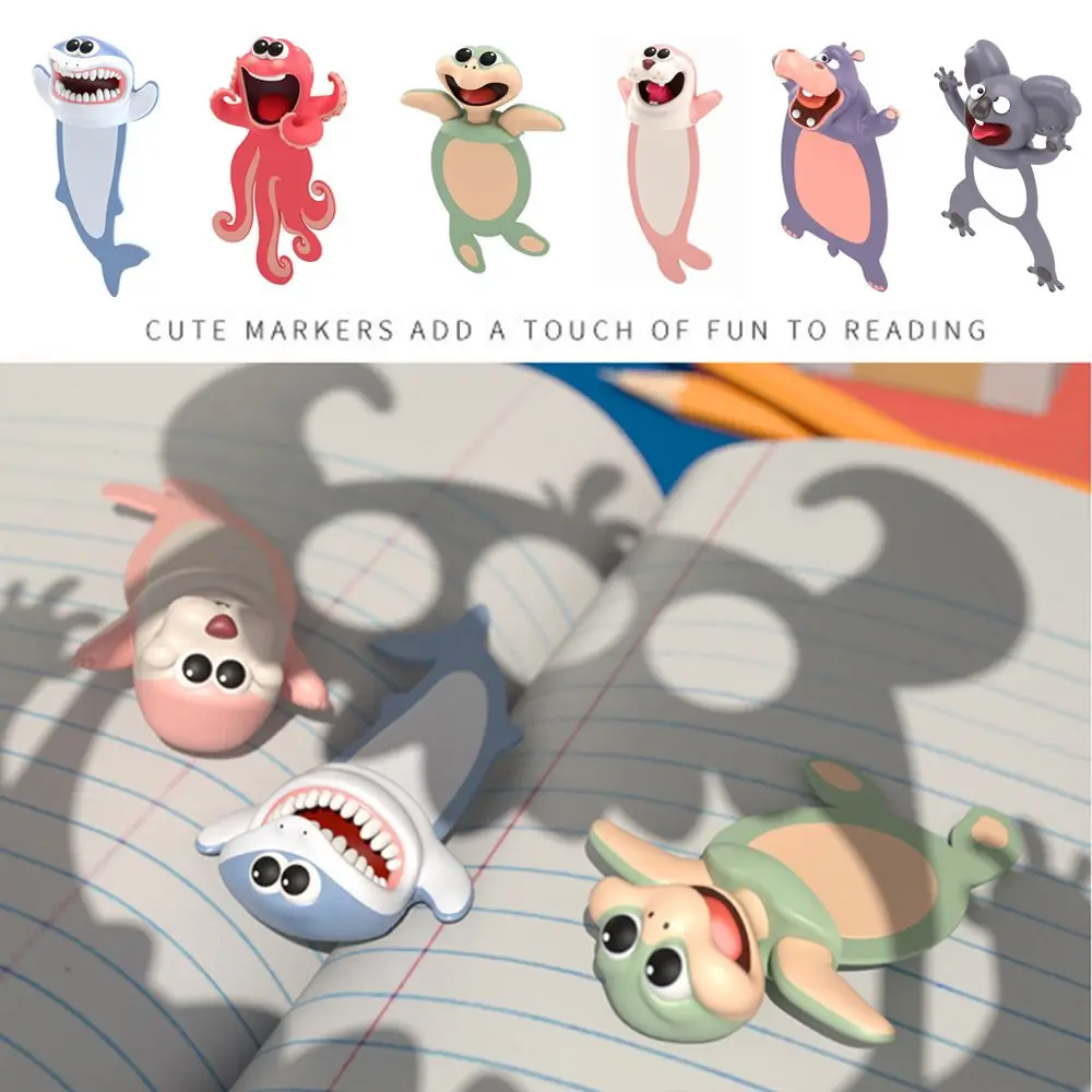 

Подарочные креативные забавные школьные принадлежности из ПВХ серии океан, маркеры для книг, закладки в виде мультяшных животных