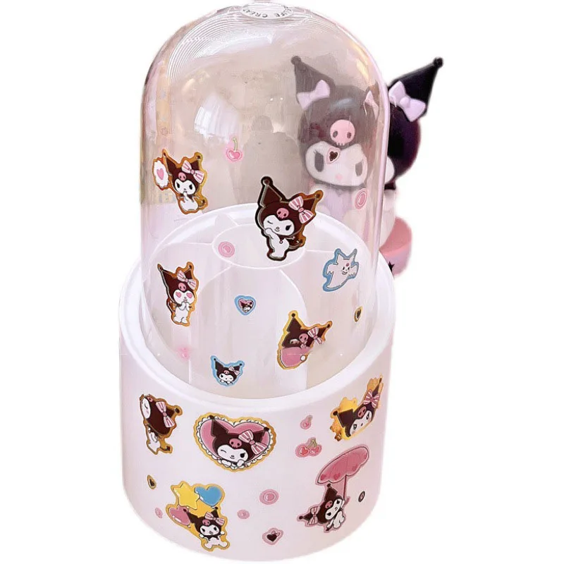 

Kawaii Makeup Brush Storage Box Sanrio Kuromi My Melody Cinnamoroll Cartoon Creative Cute Rotatable Dust-Proof Pen Holder