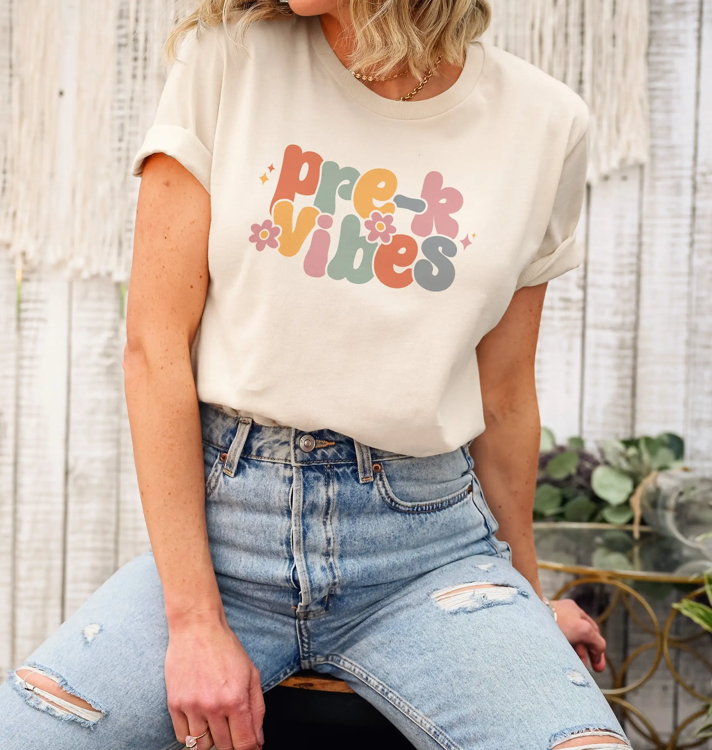 Футболка с учителем Pre K в стиле ретро одежда больших размеров крутая