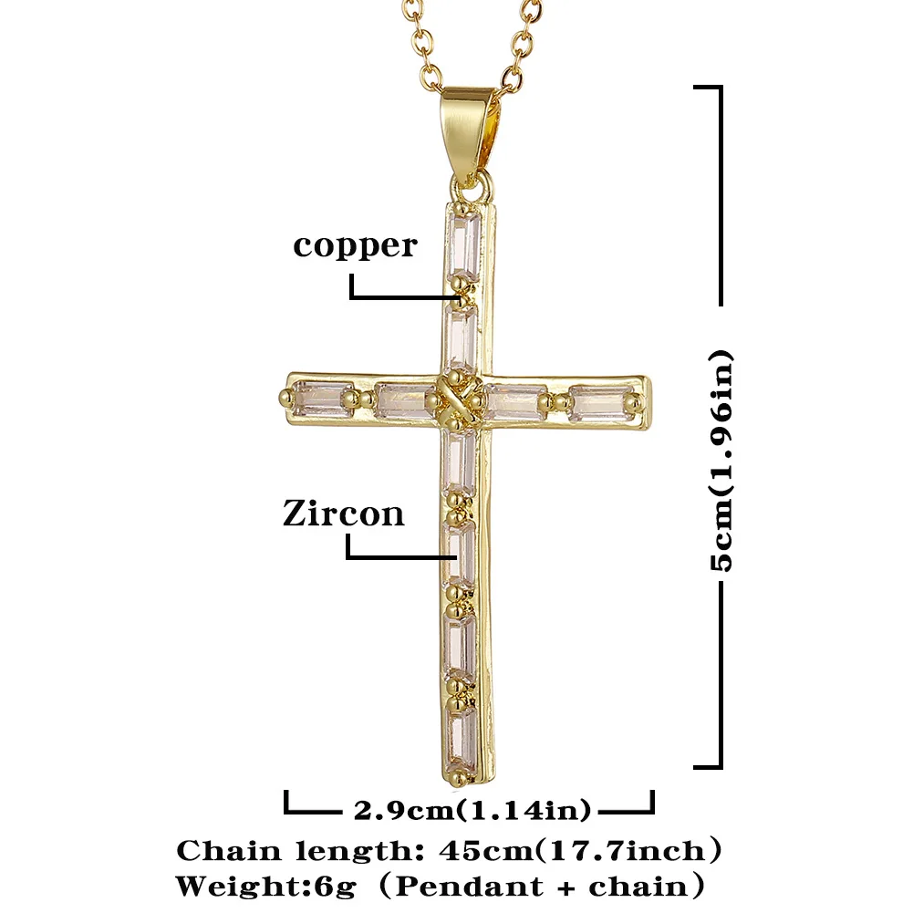 Женская цепочка с кулоном в виде Креста из микроинкрустированного циркония
