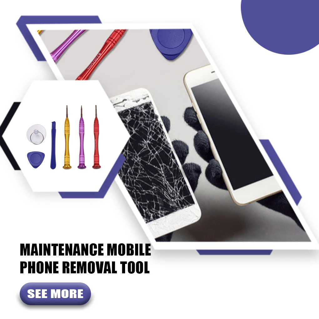 

6 Pieces Set Cellphone Repair Tool Portable Tools Screwdriver Screen Remover