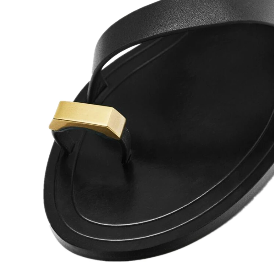 Dave&Di French Blogger Retro Leather Roman Metal Buckle Sandals Fashion Flat Sandals Women For Summer