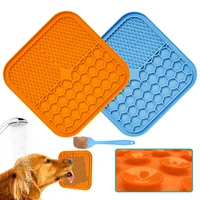pet licking pad cat dog bowl silicone pet food set suction cup licking pad slow food pad anti choking slow food basin dog