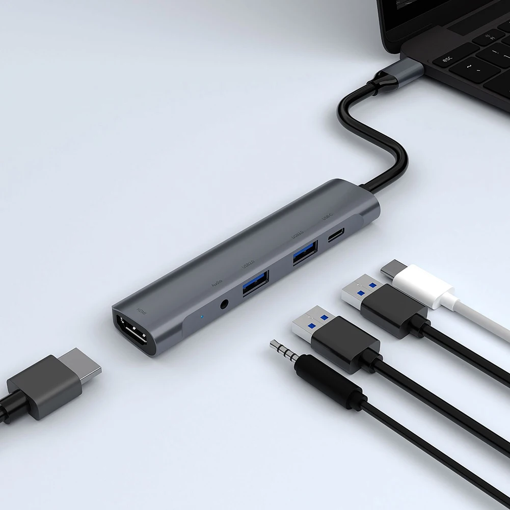 

Док-станция 5-в-1 с USB Type-C на HDMI, 3,5 мм, 4K, 2K, 30 Гц
