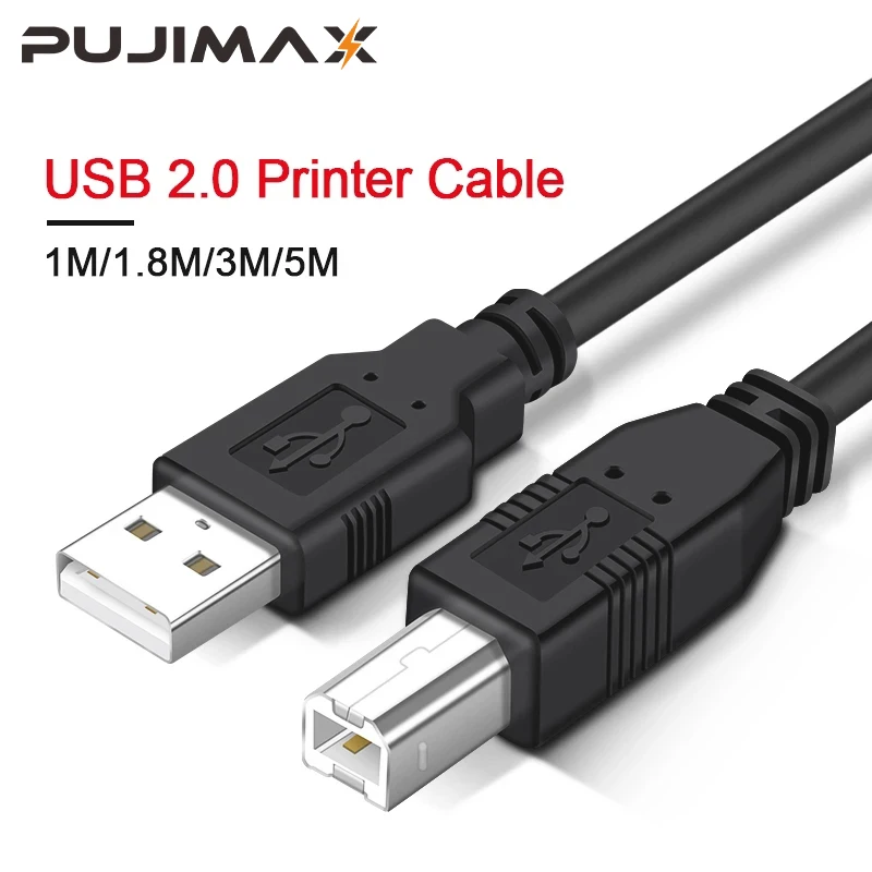

PUJIMAX Print Cable B USB 2.0 Type A to Male to Male Printer Cable 1m/1.8m /3m /5m For Camera Epson HP Canon Printer usb Printer