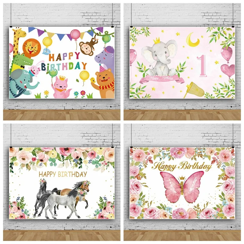 

SZFOSITE Cartoon Animal Birthday Decoration Backdrop Baby Shower Newborn Photography Background Photo Studio Backdrop Prop