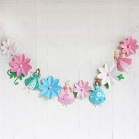 flowers leaf princess banner bunting wedding hanging paper garland girl 1st birthday party decorations kids baby shower supplies