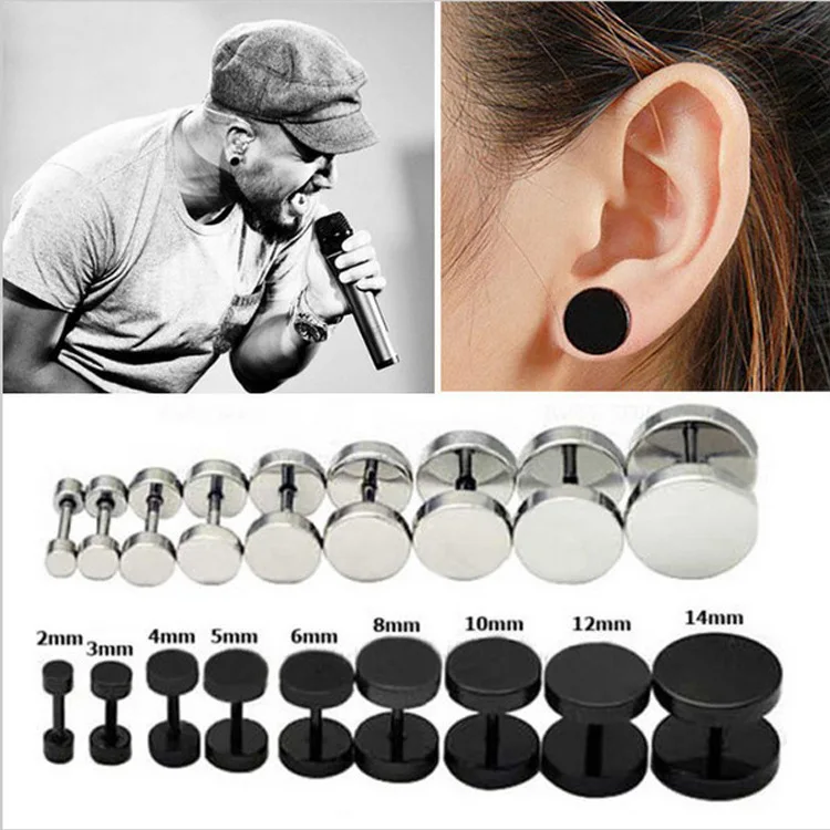 

Men's/Women's One Piece European and American Round Barbell Stainless Steel Stud Earrings New Handmade Trend Stud Earrings