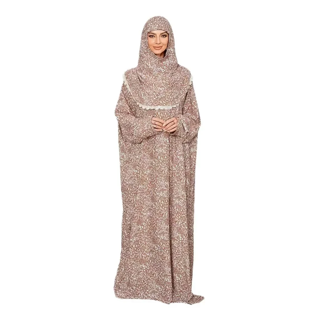 Молитвенный халат мусульманское женское платье с цветочным принтом Джалабия Ид