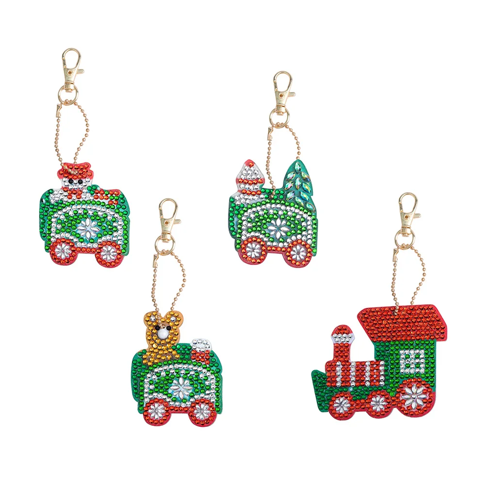 

4pcs Christmas Purse Charm Christmas Key Ring Gifts Christmas Stocking Stuffers Santa Keychain