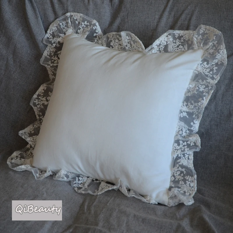 

European French ins Luxury Ruffles Lace Lace Cotton Hemp Sofa Throw Pillow Cushion Cover Cover Pillow Cover