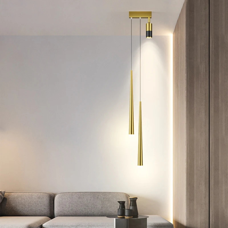 

Light Luxury Room Master Bedroom Head Of A Bed Spotlight Chandelier Modern Minimalist Net Red Simple Long Line Restaurant lamp