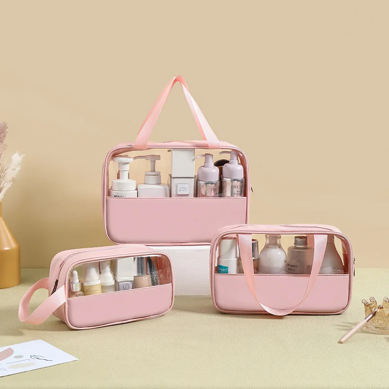 

Patchwork Cosmetic Bag Makeup Storag Bag Translucent Large Capacity Bath Bag Organizer Waterproof Portable Travel Storage Bag