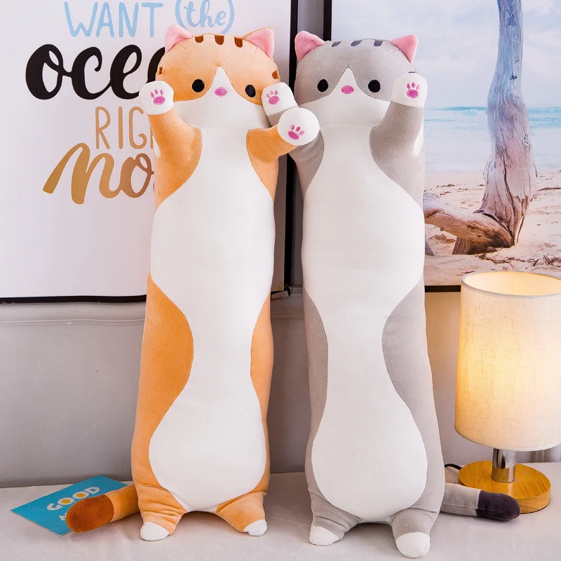 

Cute Pillow Plush Cat Doll Soft Stuffed Kitten Pillow Children Knee Pillows Sleep Long Plush Toys Gift for Kids Girlfriend Gifts