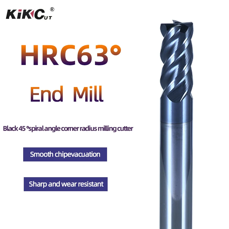 

Solid Carbide Corner Radius End Mills Helical Angle 45 Degree Black Milling Cutter CNC Alloy Carbide Tool