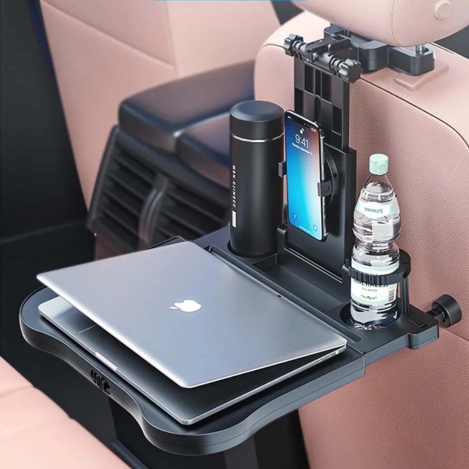 Car Travel Table Board Multifunctional Height Adjustable Universal Headrest Mount Seat Back Tray Car Seat Back Stand